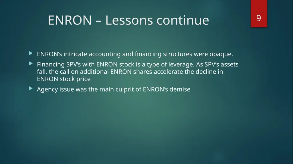 Forensic Finance: ENRON and Others Stephen A. Ross - slide 9 of 15