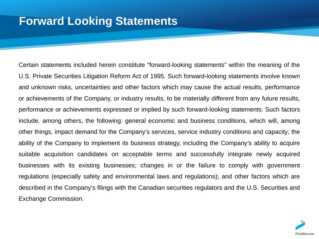 FirstService Corporation Investors Presentation - slide 2 of 22