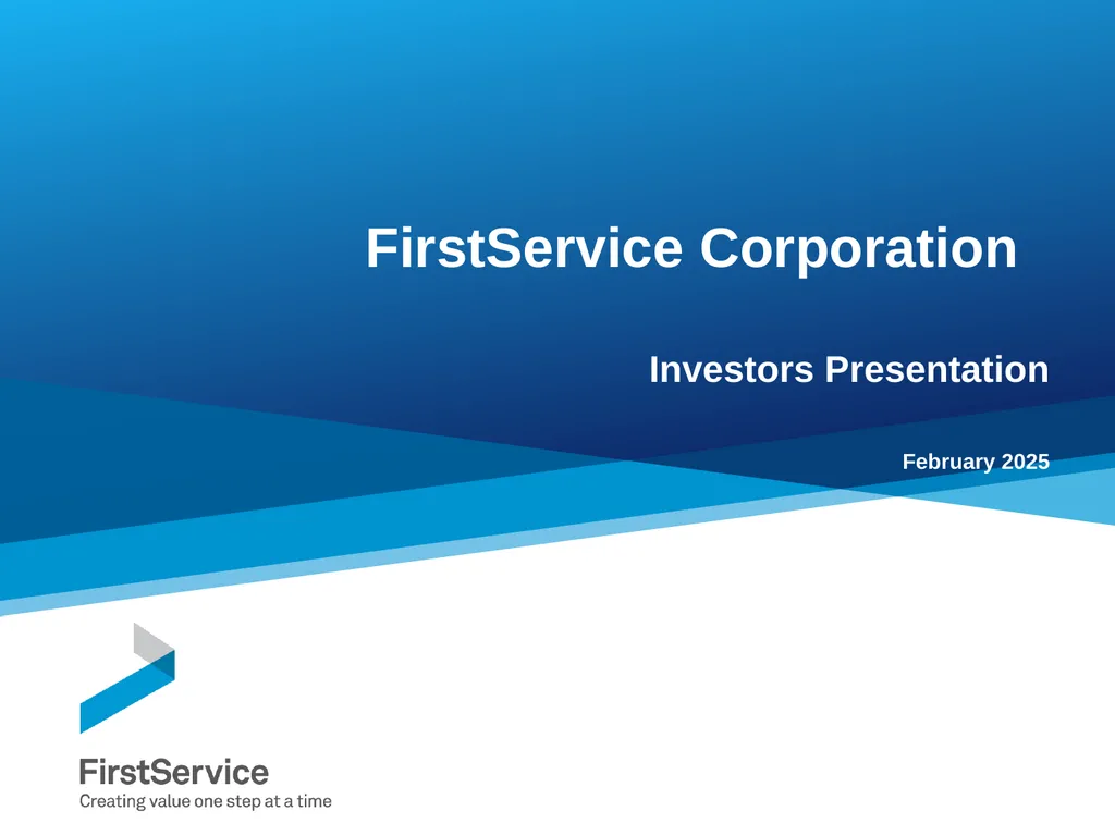 FirstService Corporation Investors Presentation - slide 1 of 22