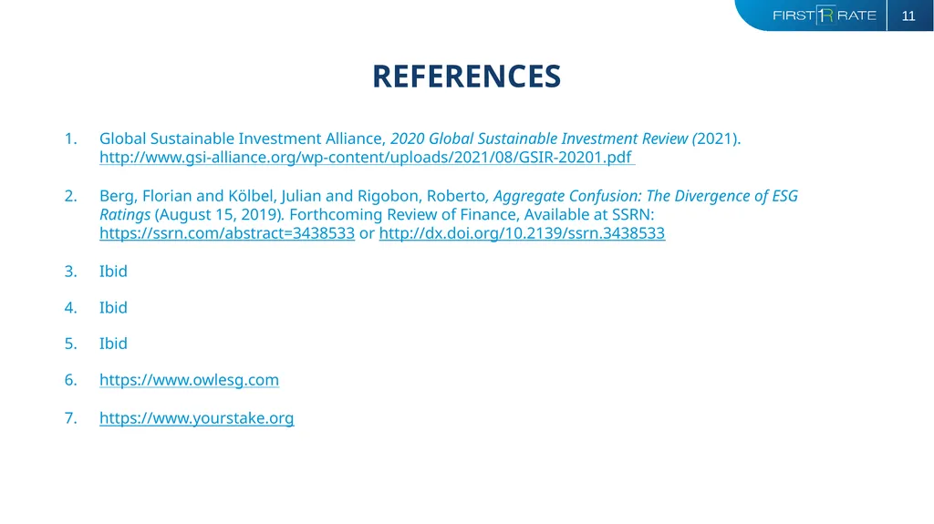 ADRESSING THE PRACTICAL PROBLEMS WITH ESG IN - slide 11 of 11