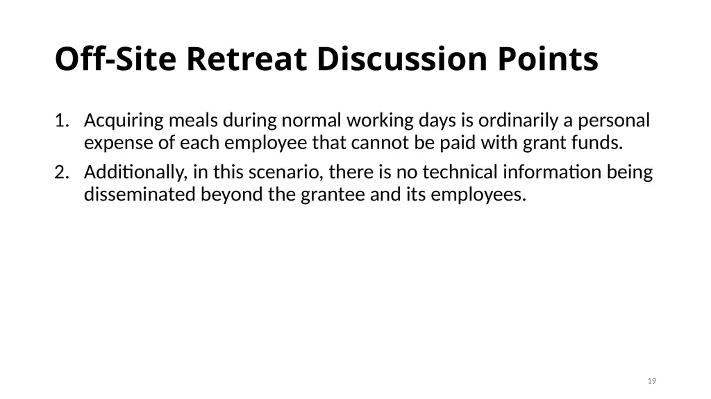 Session 11: Selected Items of Cost Texas Workforce - slide 19 of 38