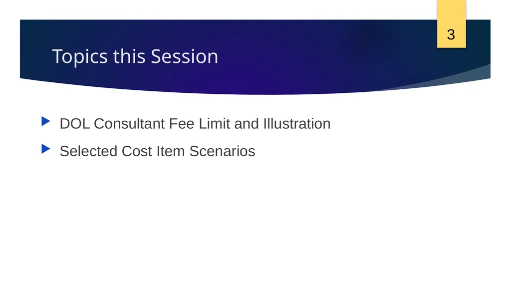 Session 11: Selected Items of Cost Texas Workforce - slide 3 of 38