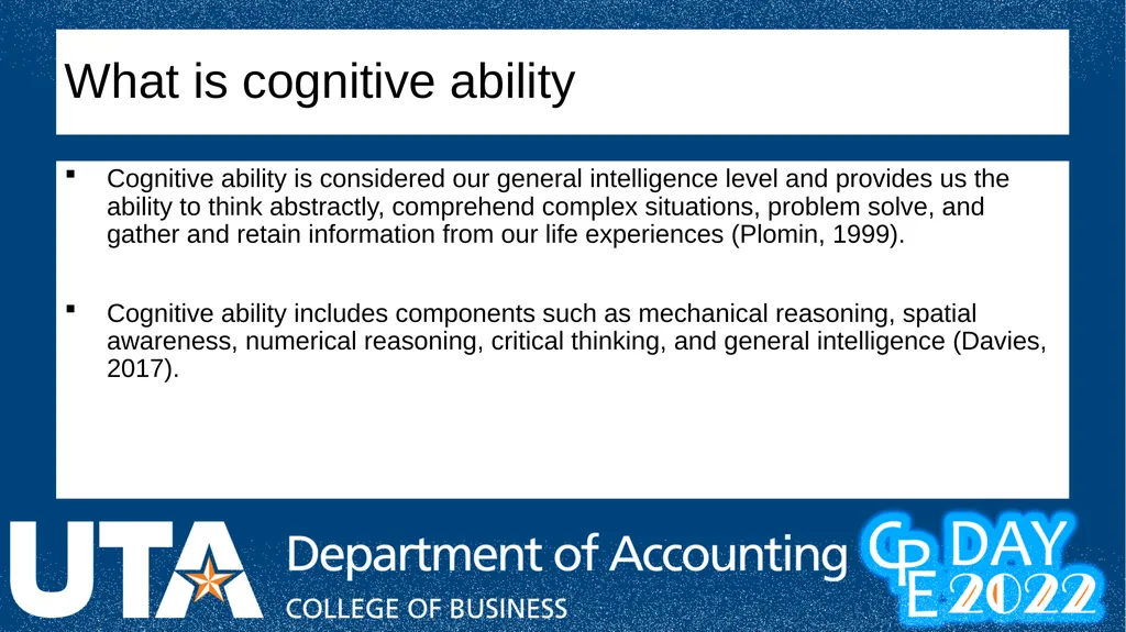 Data Analytics and Cognitive Ability: What makes - slide 23 of 41
