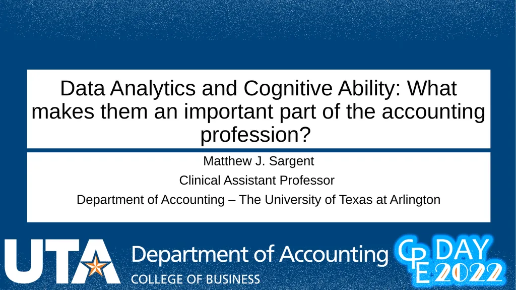 Data Analytics and Cognitive Ability: What makes - slide 1 of 41