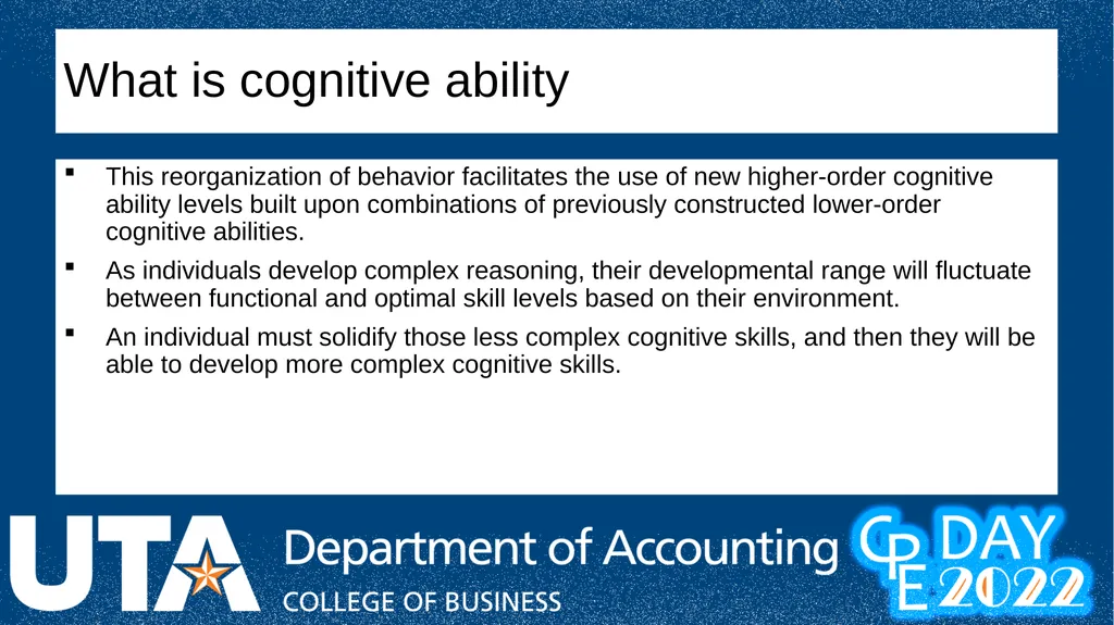 Data Analytics and Cognitive Ability: What makes - slide 27 of 41