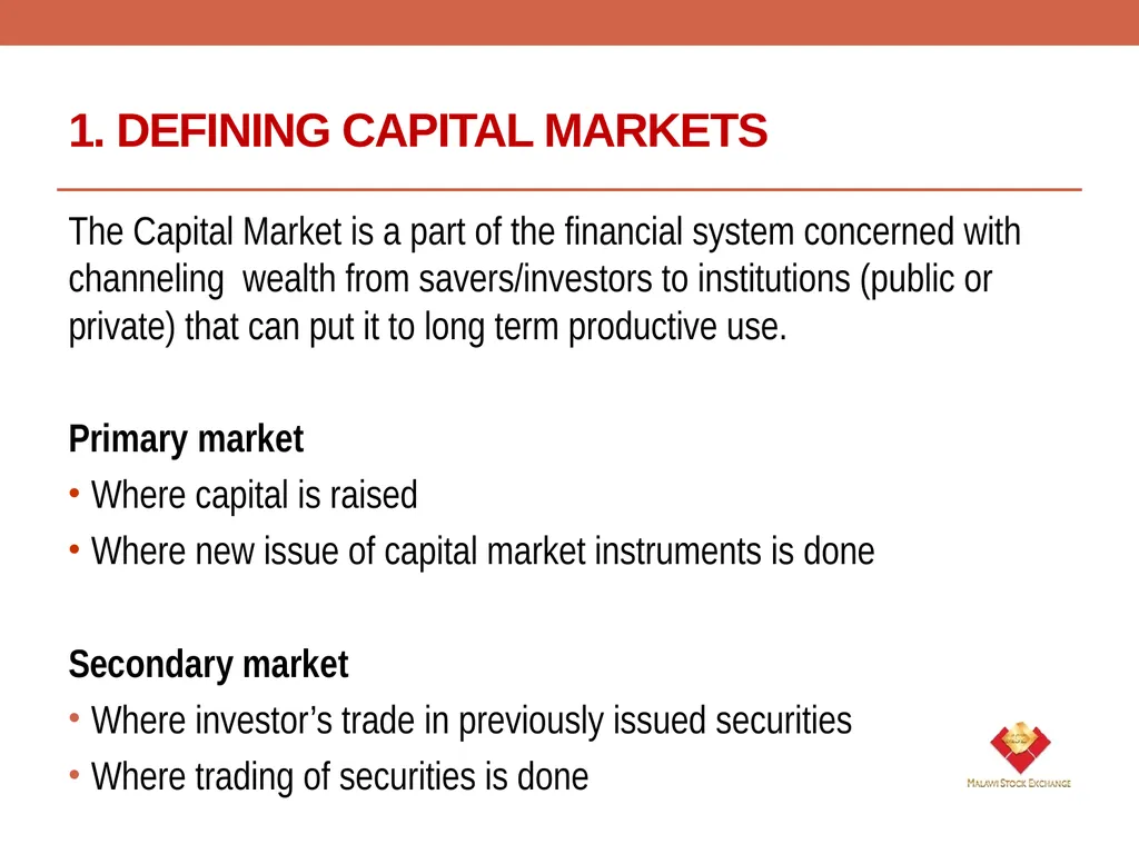 ROLE OF THE CAPITAL MARKET IN LONG TERM - slide 3 of 23