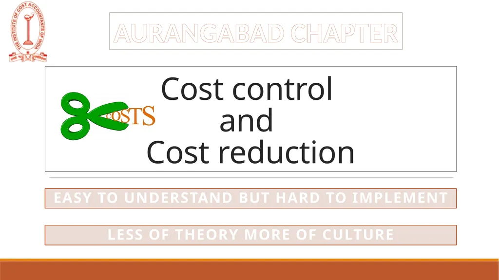 Cost control and Cost reduction EASY TO UNDERSTAND