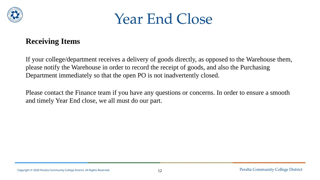 Year End Close FY 2024-2025 Districtwide Training: - slide 12 of 58
