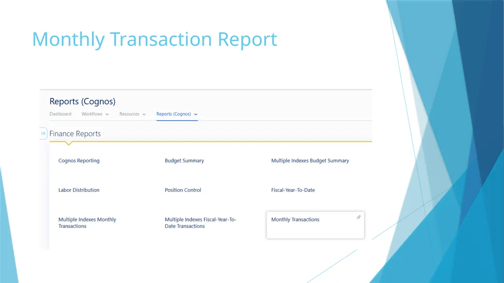 Fiscal Year-End & Running Finance Cognos Reports - slide 19 of 31