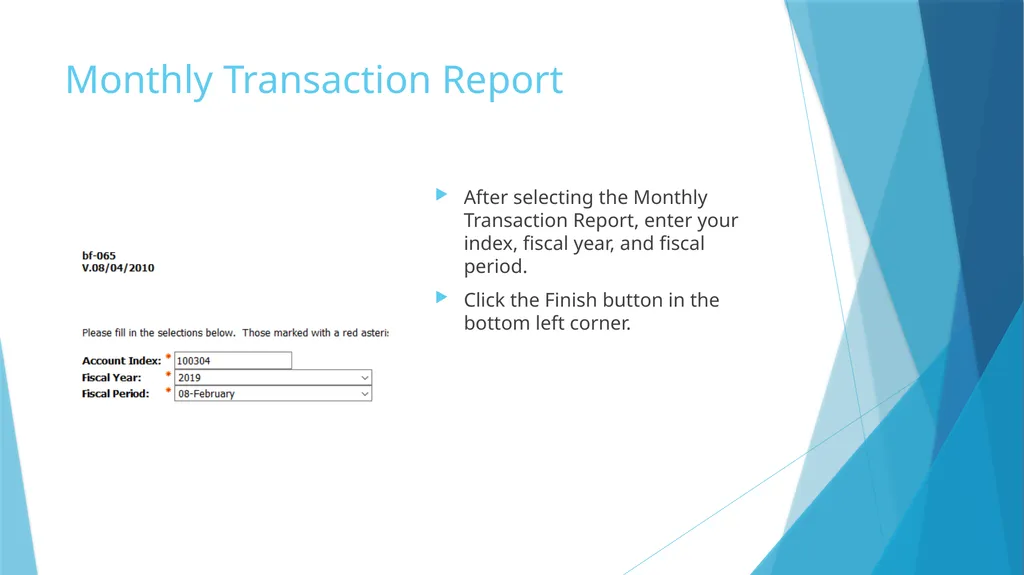 Fiscal Year-End & Running Finance Cognos Reports - slide 20 of 31