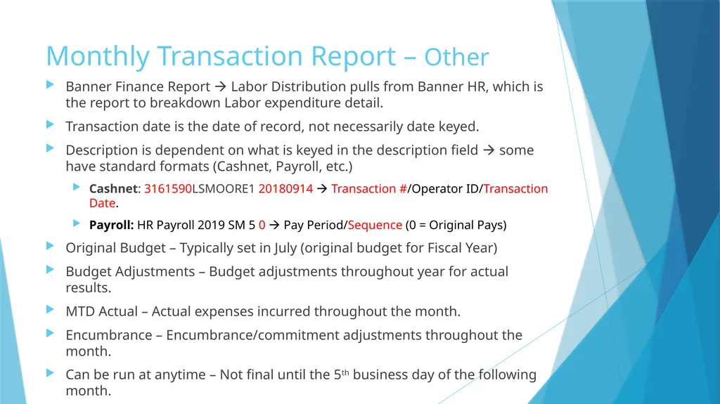 Fiscal Year-End & Running Finance Cognos Reports - slide 27 of 31