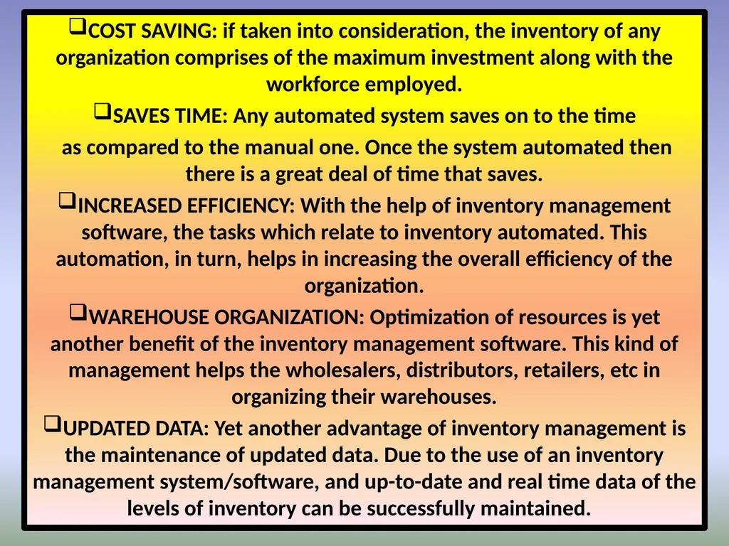 INVENTORY MANAGEMENT MEANING OF INVENTORY - slide 9 of 25