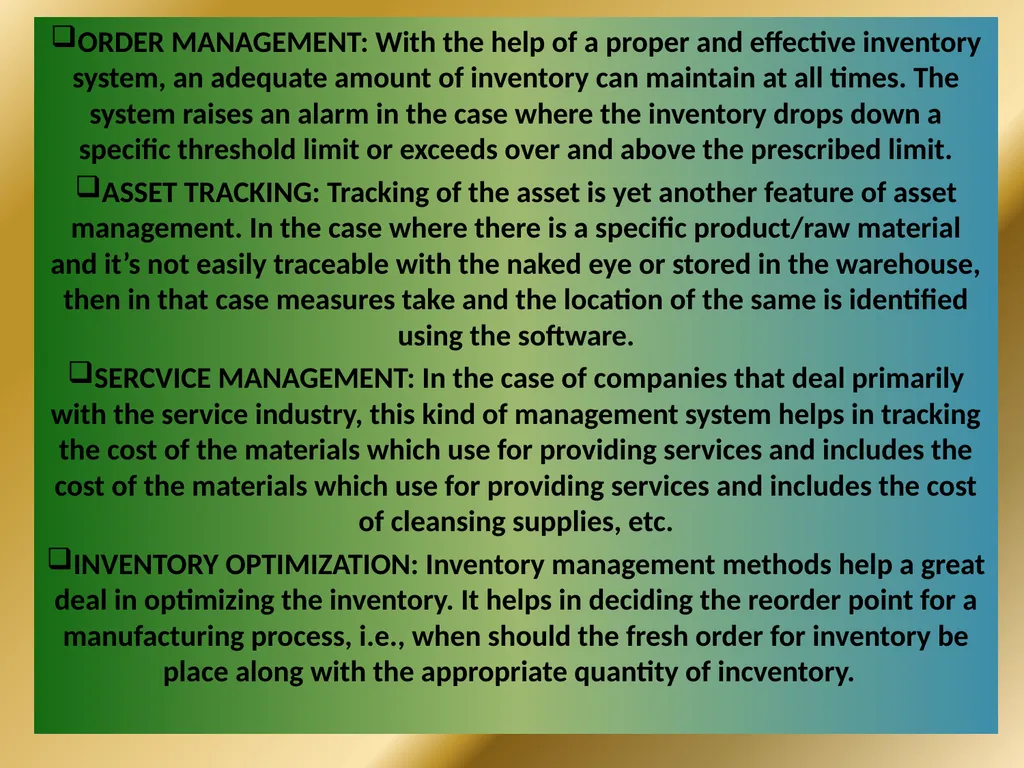 INVENTORY MANAGEMENT MEANING OF INVENTORY - slide 7 of 25