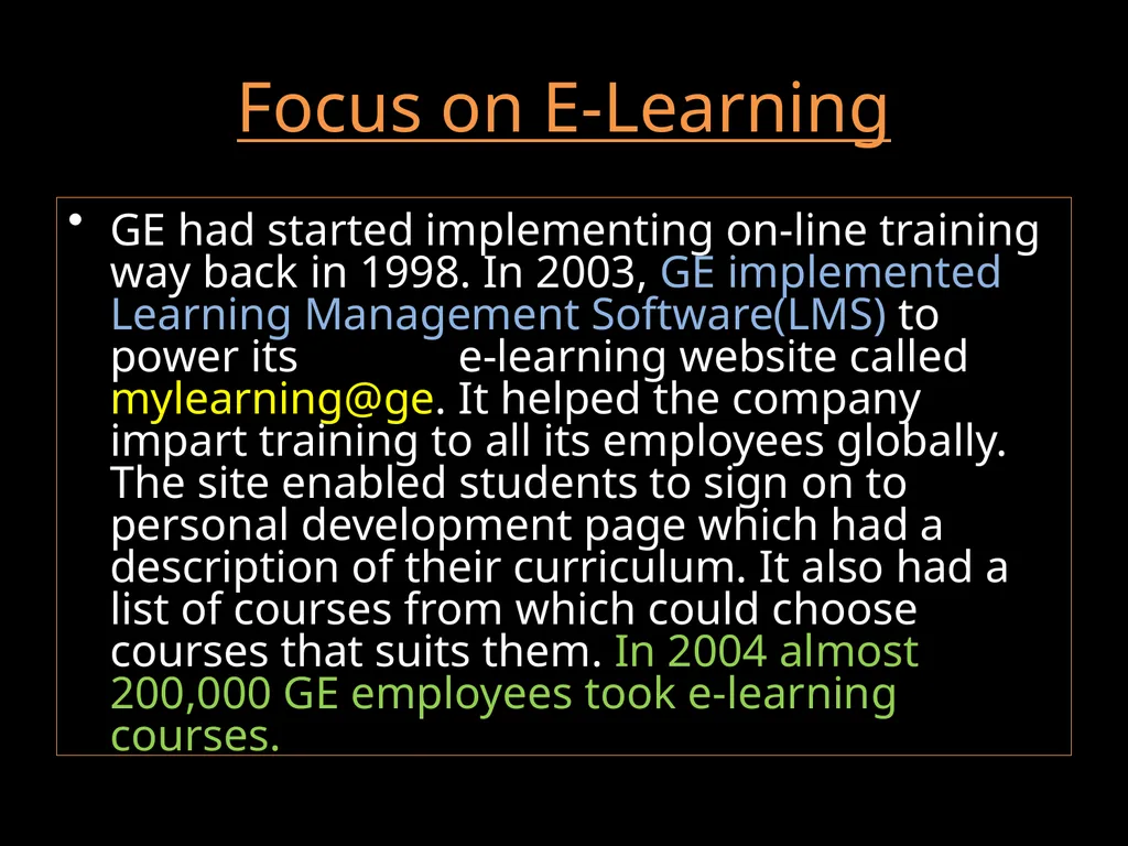 TRAINING AND DEVELOPMENT - THE GE WAY Associate - slide 12 of 14