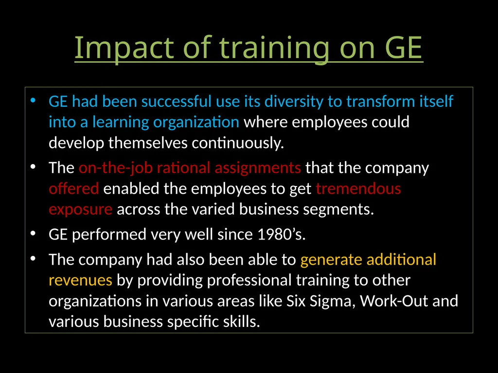TRAINING AND DEVELOPMENT - THE GE WAY Associate - slide 13 of 14