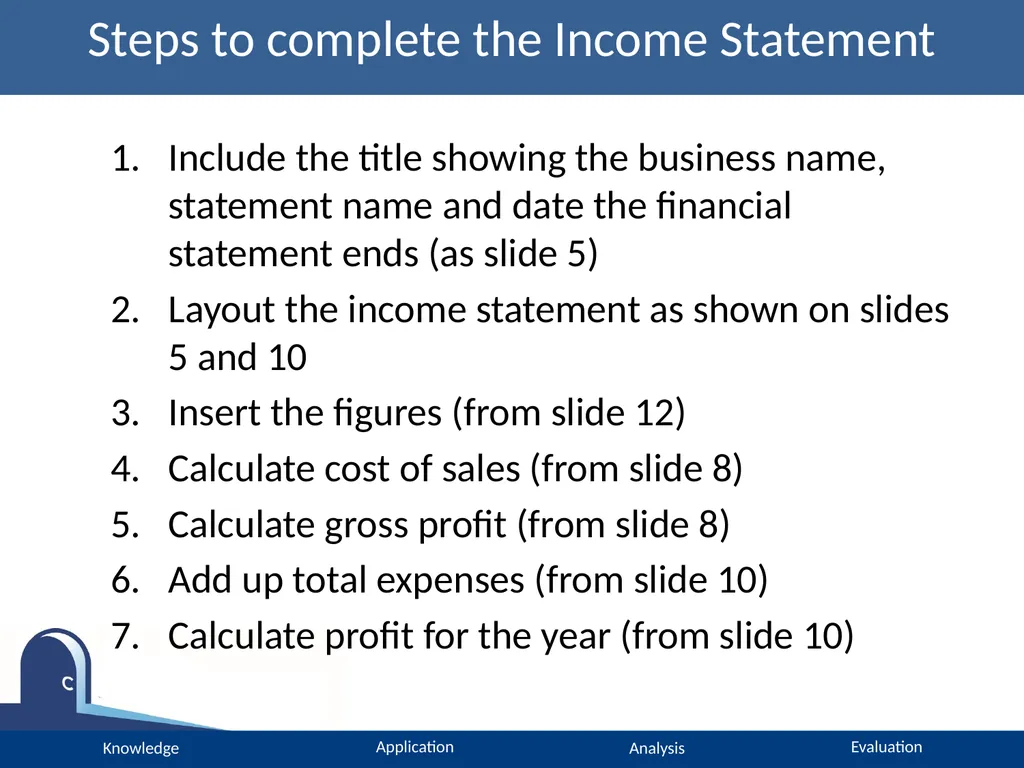 A Level Accounting Income Statements Please turn - slide 13 of 22