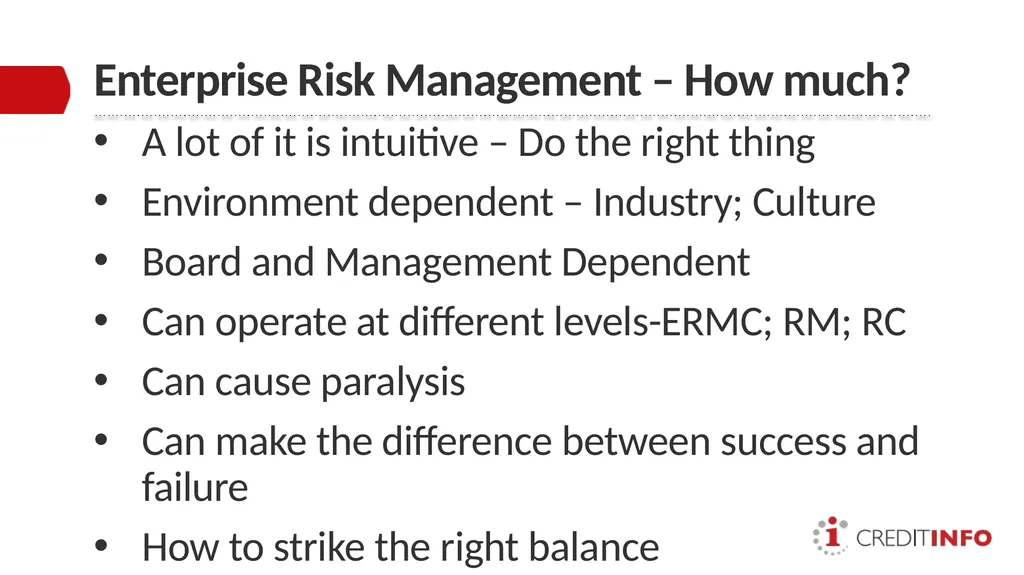 ENTERPRISE RISK MANAGEMENT PRESENTATION TO THE - slide 9 of 20