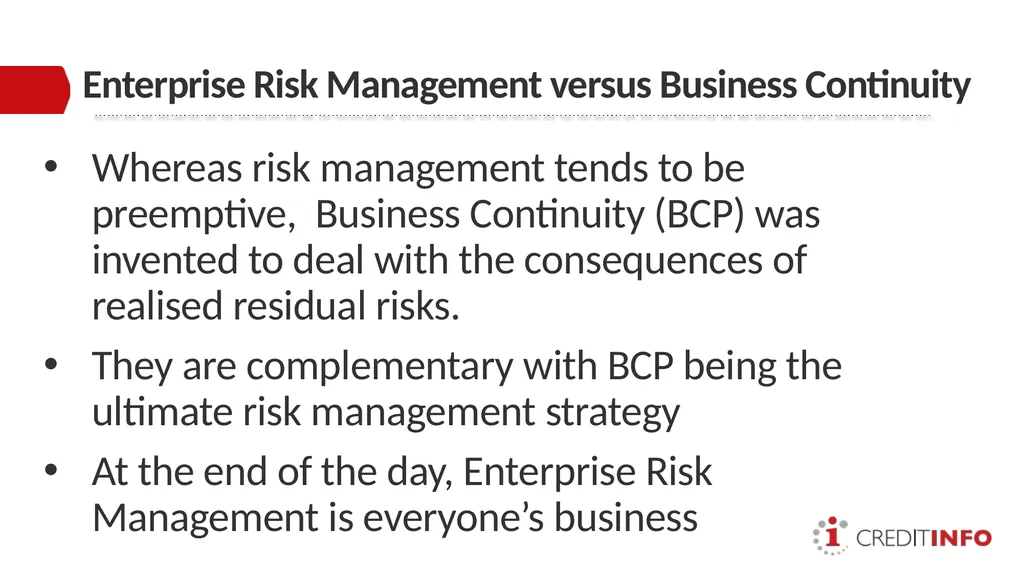 ENTERPRISE RISK MANAGEMENT PRESENTATION TO THE - slide 19 of 20