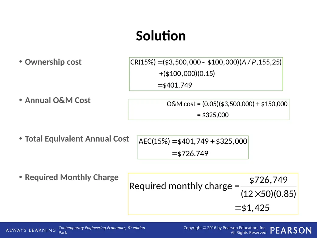 Applying Annual Worth Analysis Lecture No. 20 - slide 14 of 14