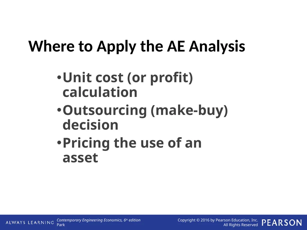 Applying Annual Worth Analysis Lecture No. 20 - slide 2 of 14