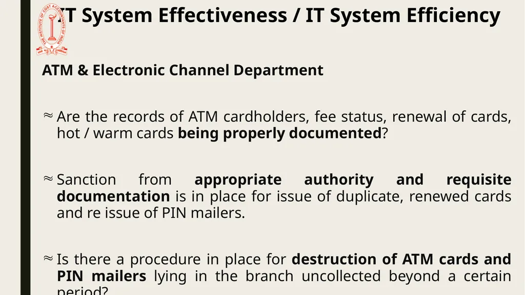 IT Audit in Banking Sector – System Effectiveness - slide 33 of 39