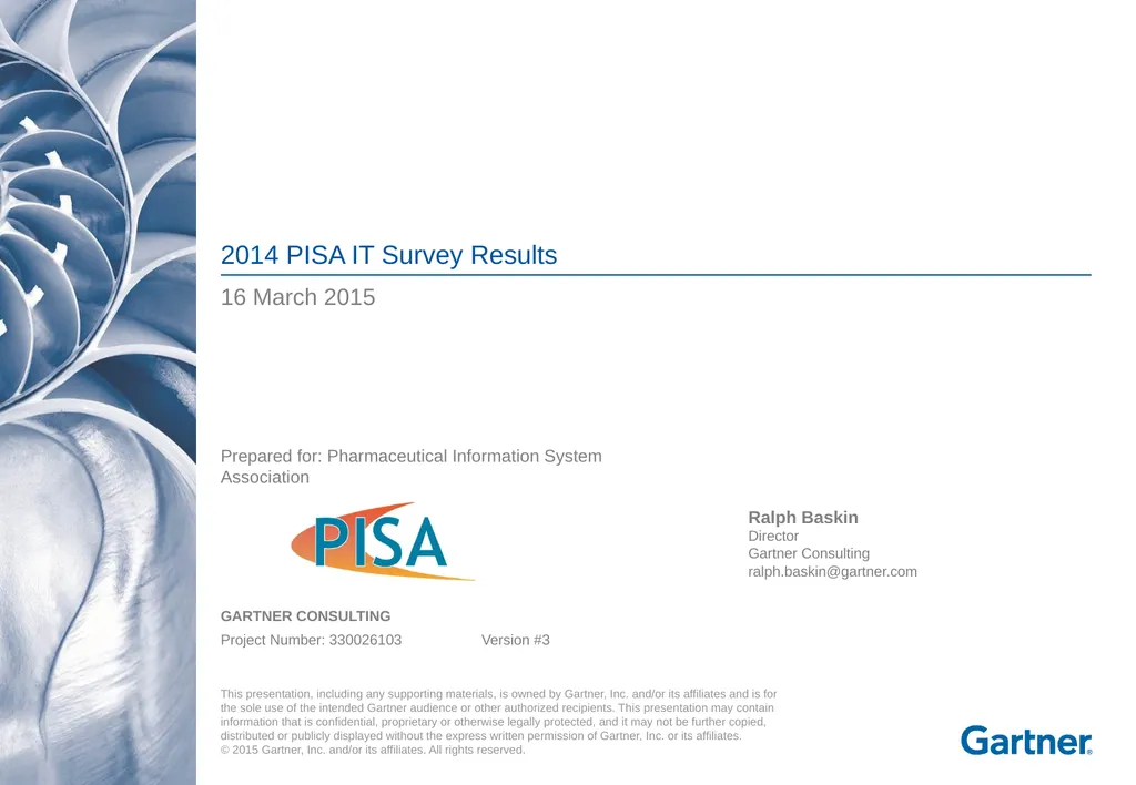 16 March 2015 2014 PISA IT Survey Results Ralph