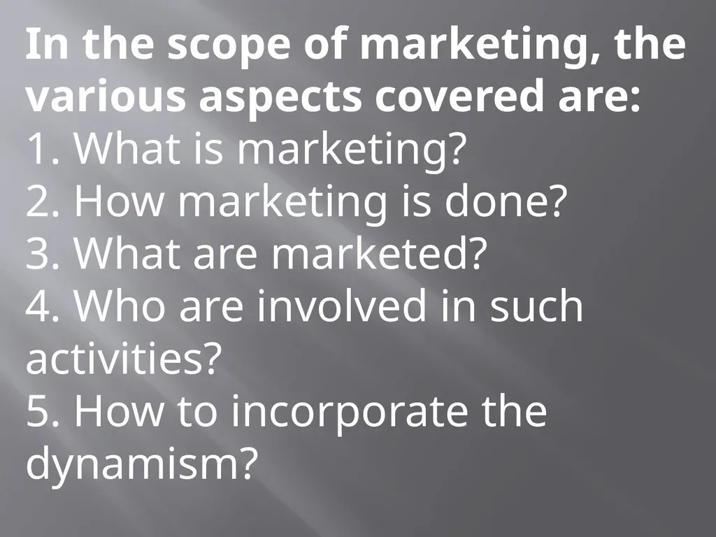 Nature and Scope of Marketing Nature of Marketing - slide 18 of 20