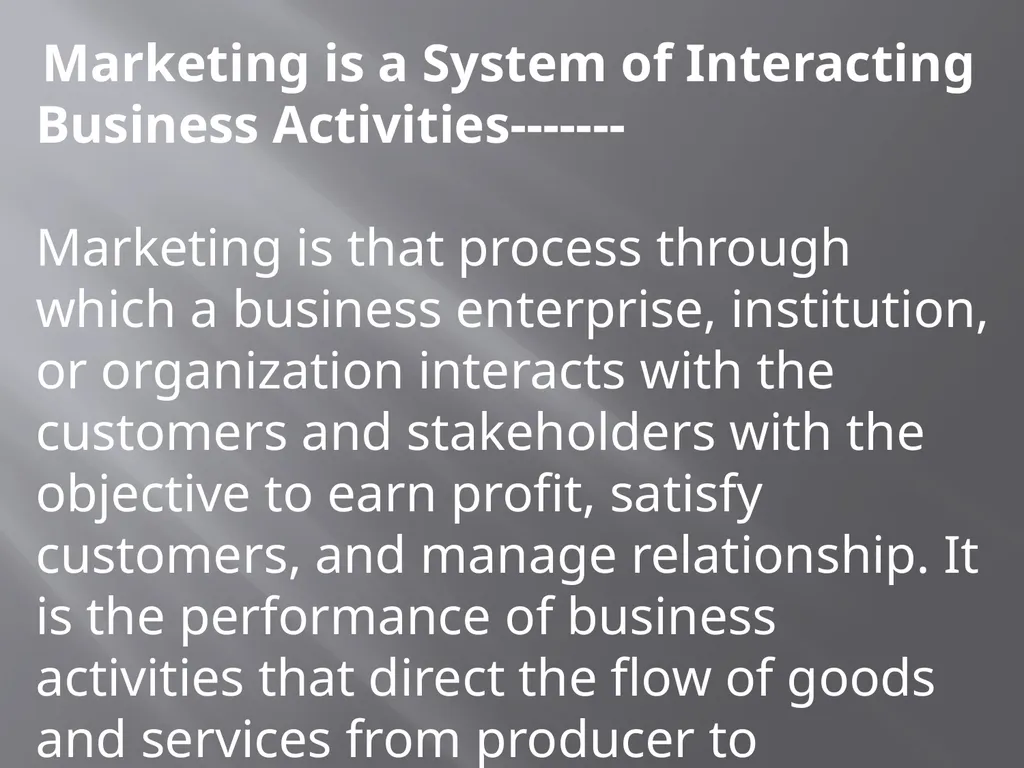 Nature and Scope of Marketing Nature of Marketing - slide 5 of 20