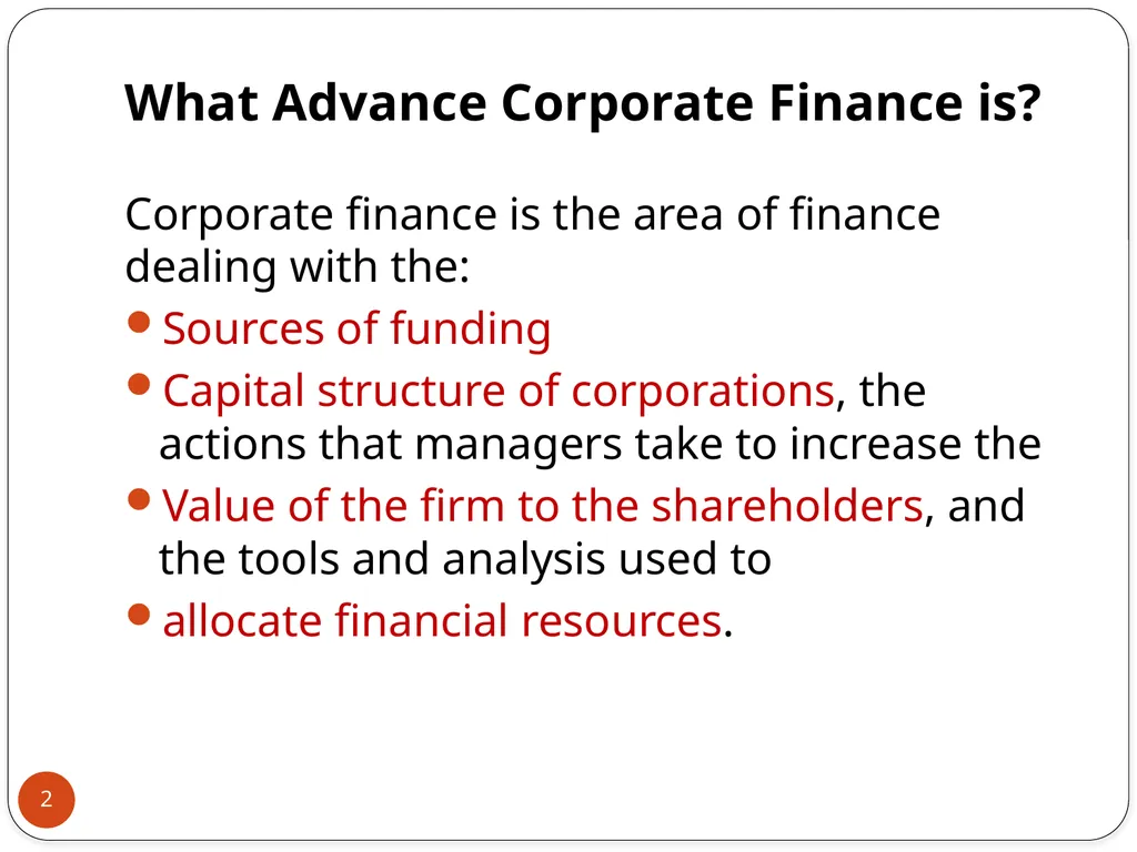 An Introduction to Advance Corporate Finance 1 - slide 2 of 27