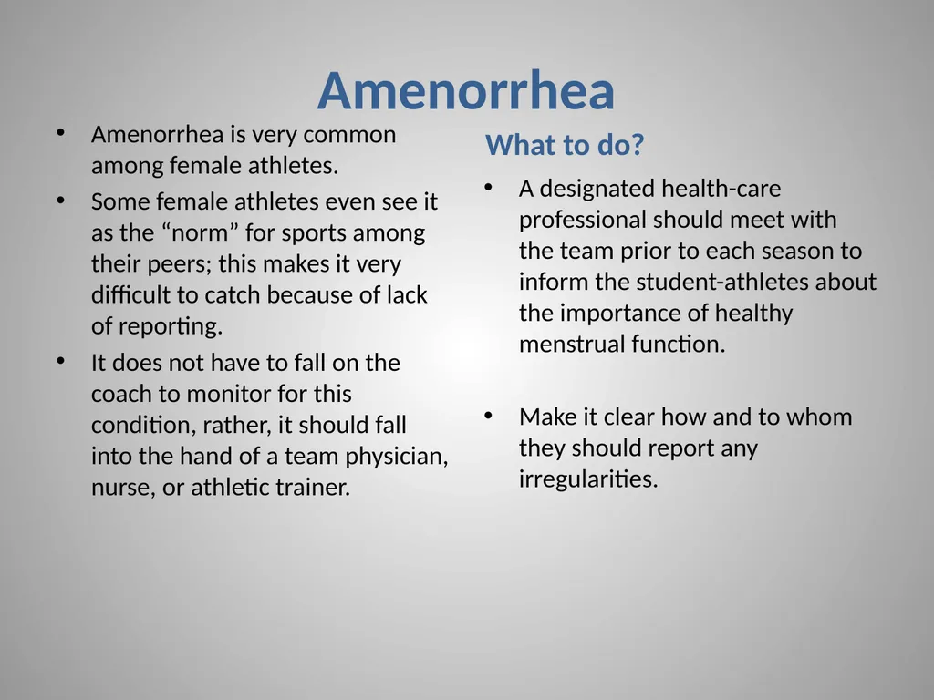 The Female Athlete Triad Taken from: Managing the - slide 6 of 9