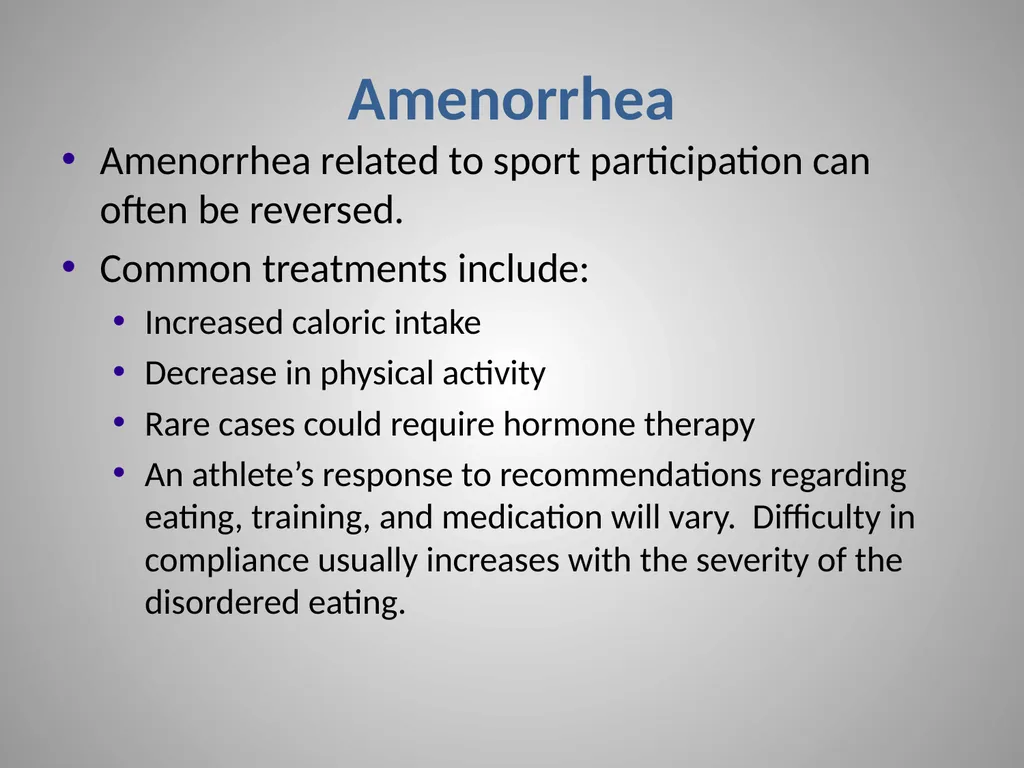 The Female Athlete Triad Taken from: Managing the - slide 7 of 9