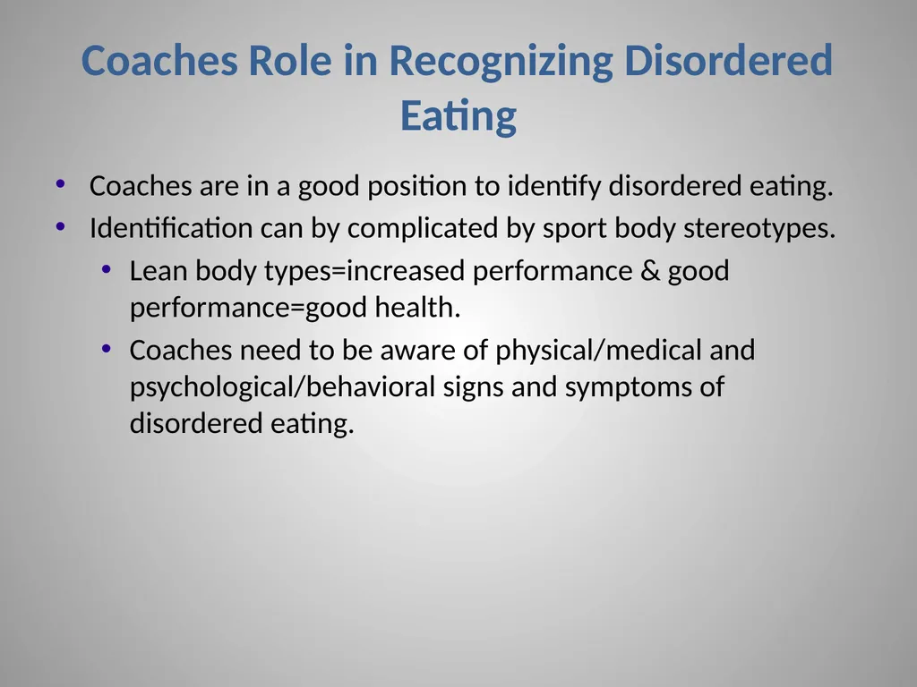 The Female Athlete Triad Taken from: Managing the - slide 4 of 9