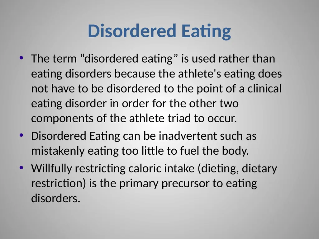 The Female Athlete Triad Taken from: Managing the - slide 3 of 9
