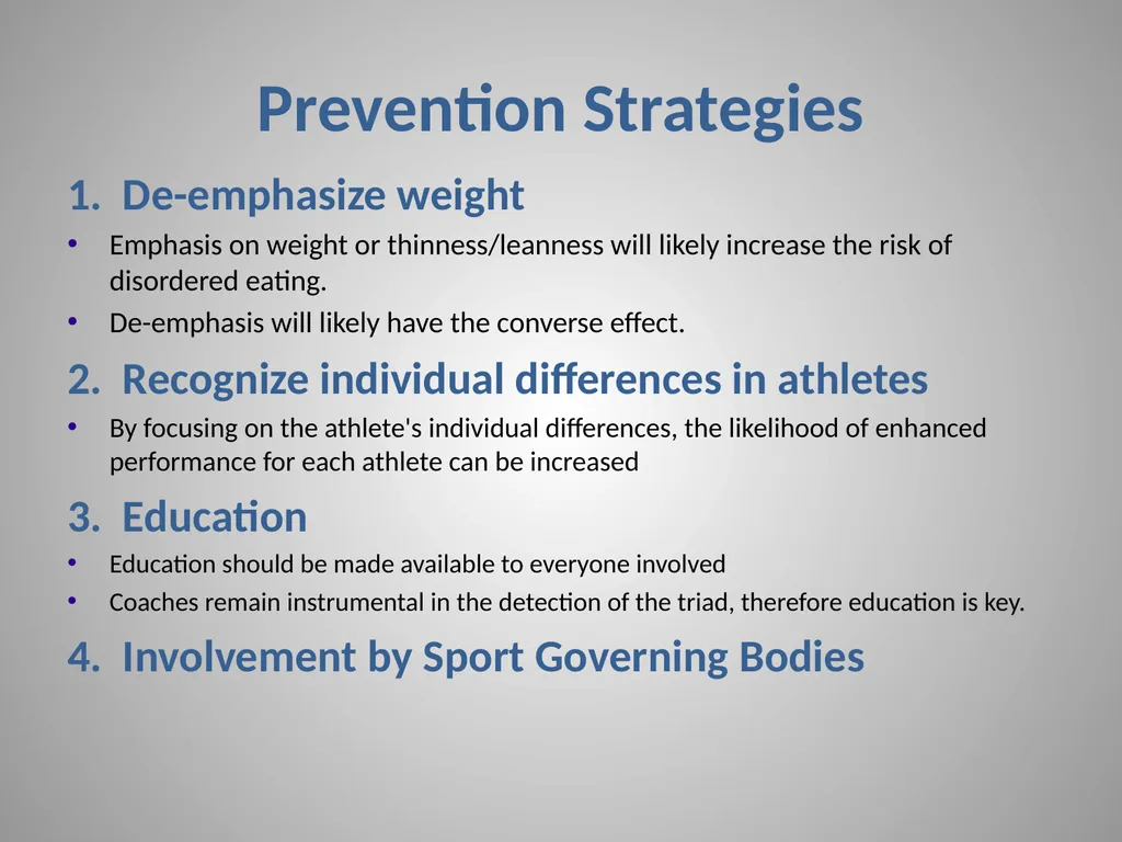 The Female Athlete Triad Taken from: Managing the - slide 9 of 9