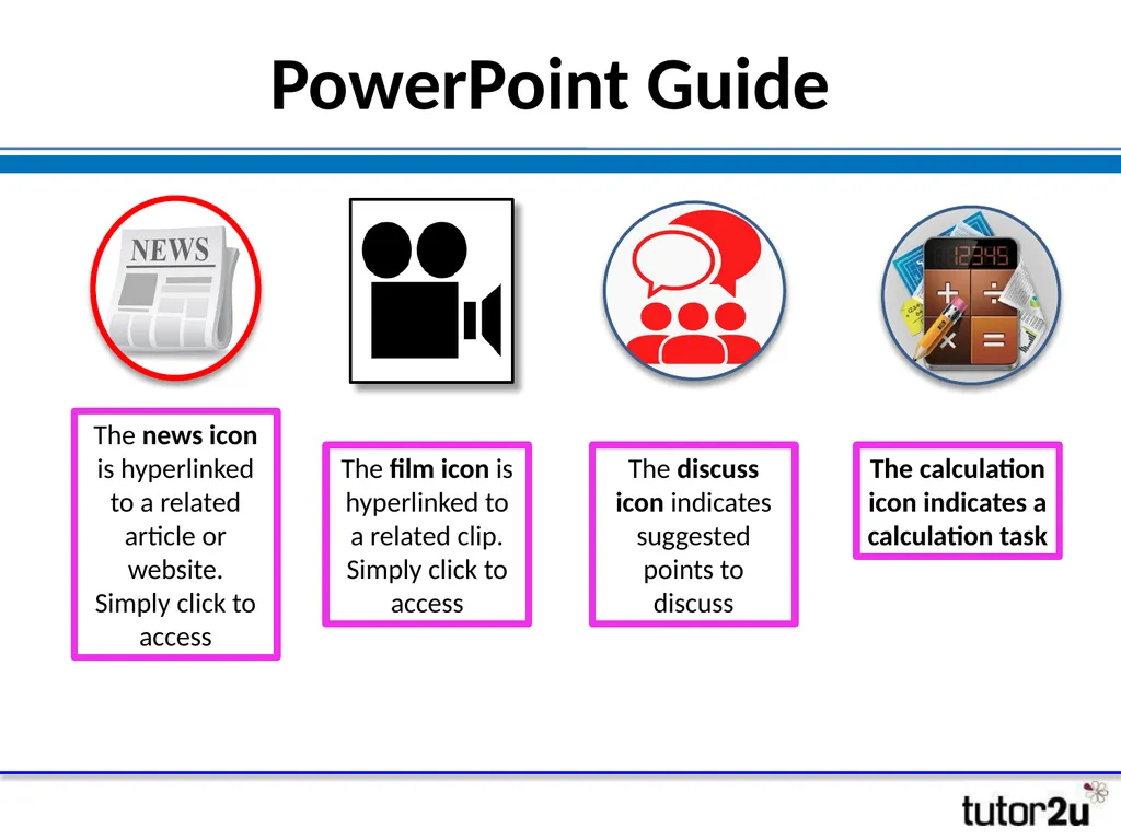 PowerPoint Guide The news icon is hyperlinked to a