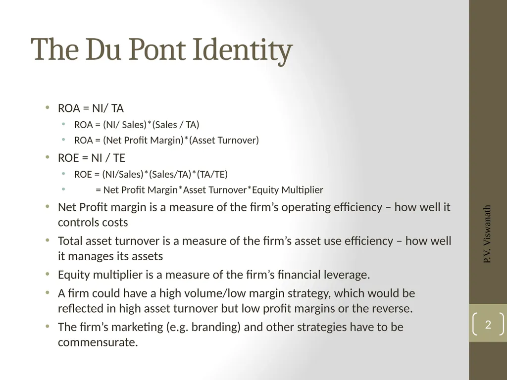 Dupont Analysis Adapted by P. V. Viswanath (with - slide 2 of 21