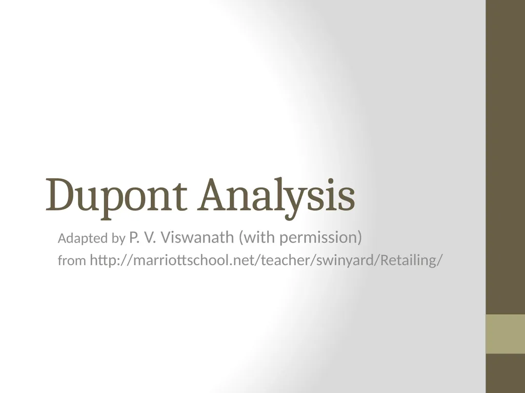 Dupont Analysis Adapted by P. V. Viswanath (with