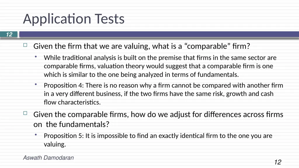 Session 14: Relative Valuation Introduction and - slide 12 of 12