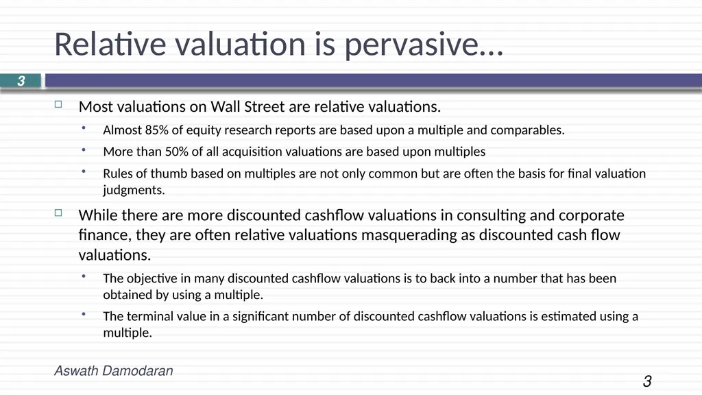 Session 14: Relative Valuation Introduction and - slide 3 of 12