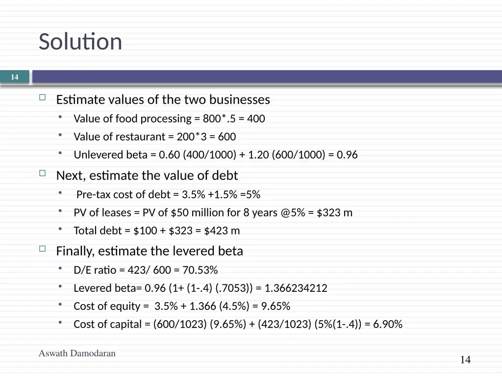 Valuation: Quiz 1 Review Aswath Damodaran Updated: - slide 14 of 20