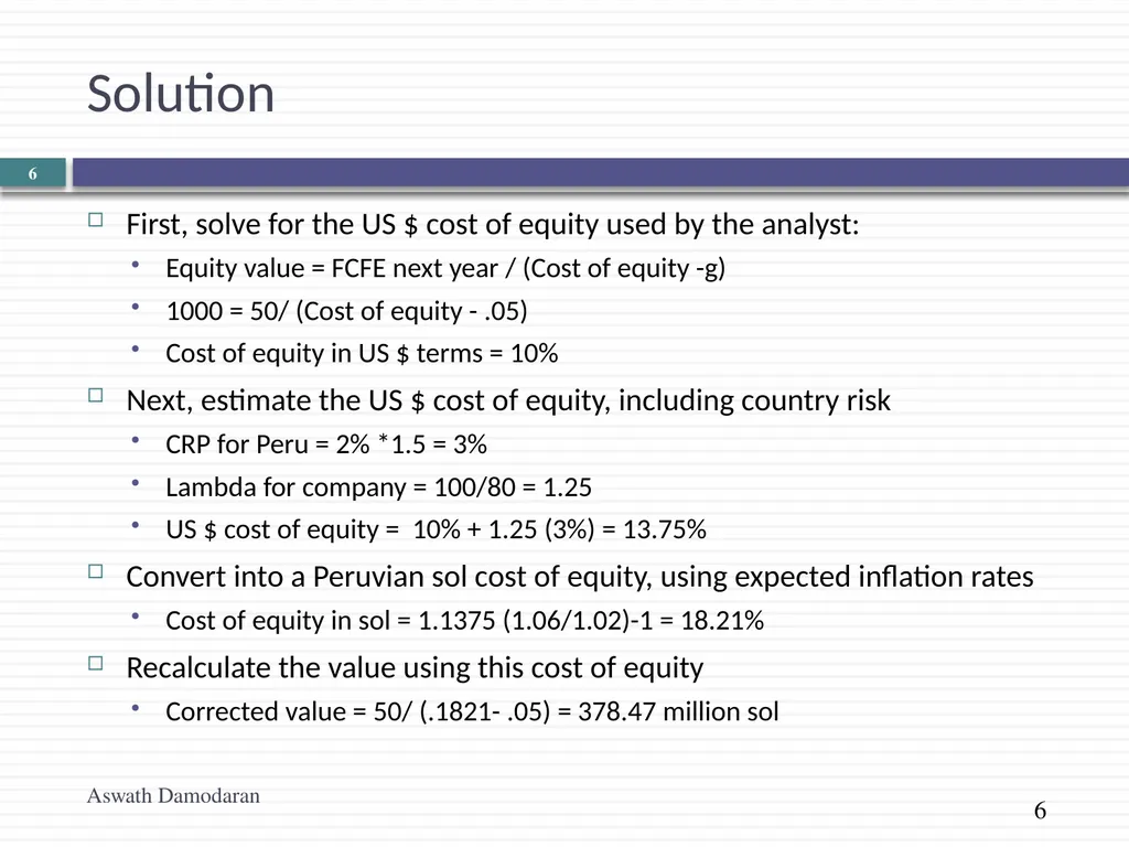 Valuation: Quiz 1 Review Aswath Damodaran Updated: - slide 6 of 20