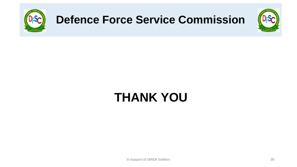 Defence Force Service Commission Presentation by - slide 28 of 28