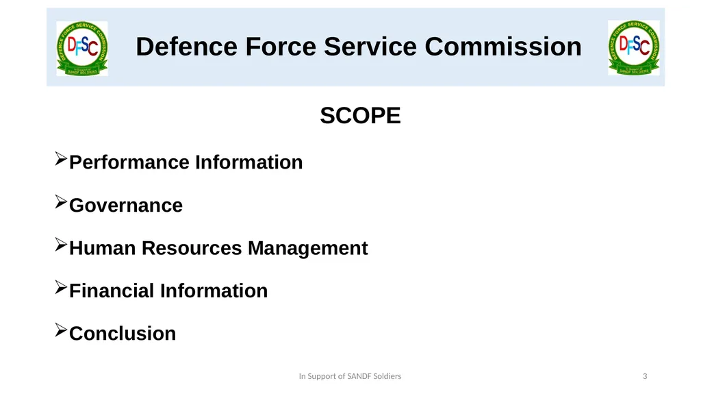 Defence Force Service Commission Presentation by - slide 3 of 28