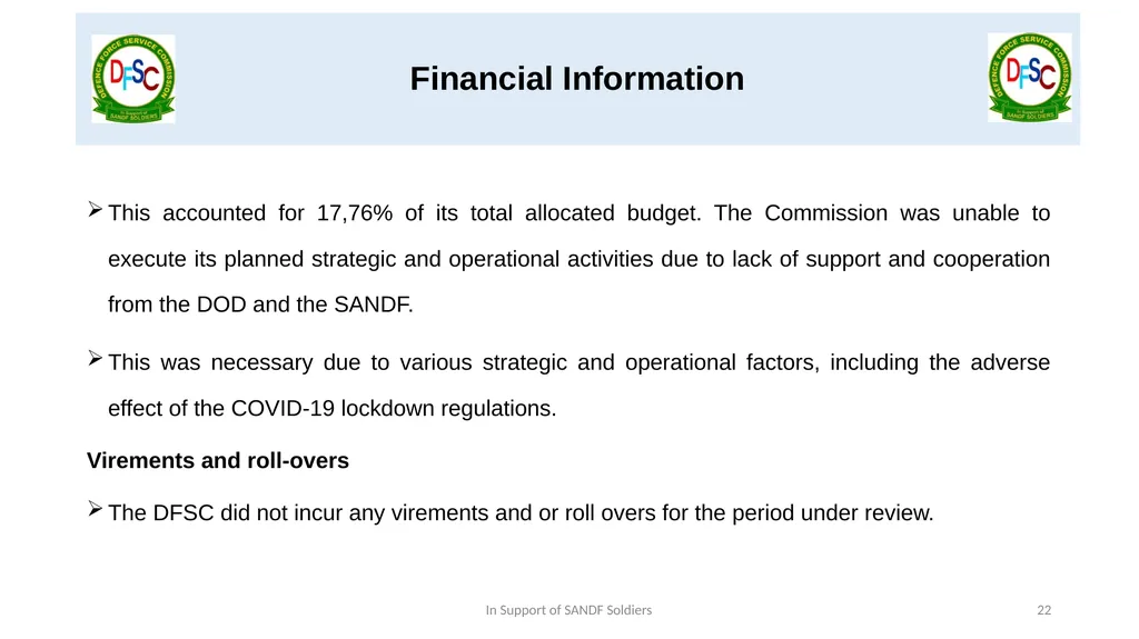 Defence Force Service Commission Presentation by - slide 22 of 28