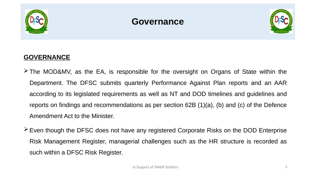 Defence Force Service Commission Presentation by - slide 9 of 28