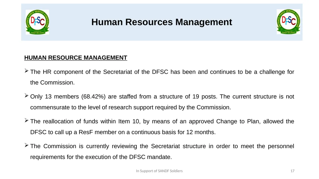 Defence Force Service Commission Presentation by - slide 17 of 28