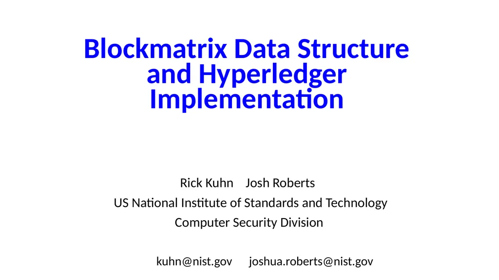 Blockmatrix Data Structure and Hyperledger - slide 1 of 33