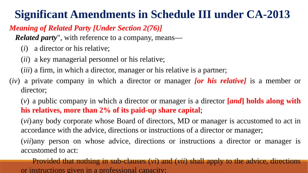 Amendments in Schedule III of the Companies Act, - slide 12 of 29