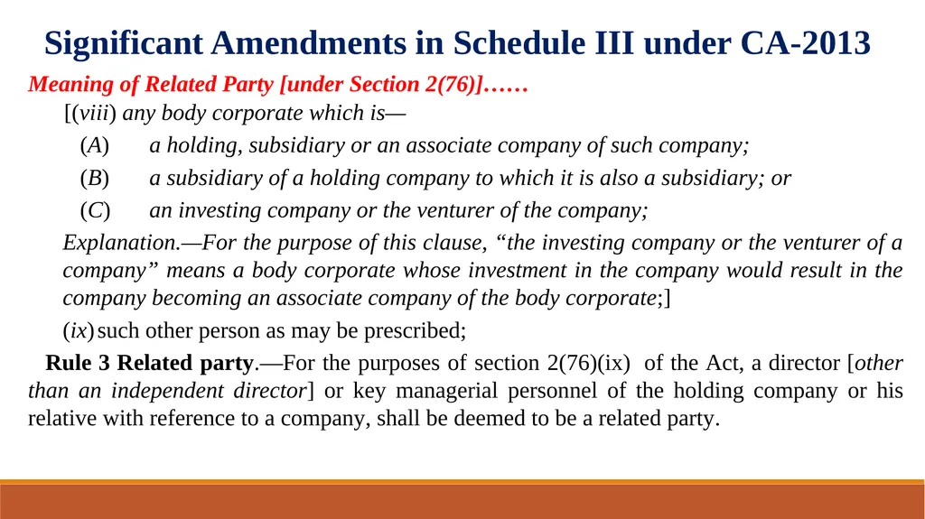 Amendments in Schedule III of the Companies Act, - slide 13 of 29