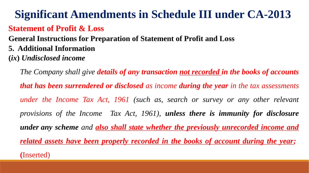 Amendments in Schedule III of the Companies Act, - slide 26 of 29